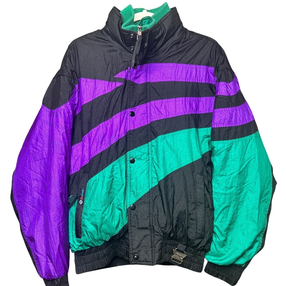 Vintage 90s Colorblock Ski Jacket Men's Small Retro Snow Vacation Outdoor Sporty